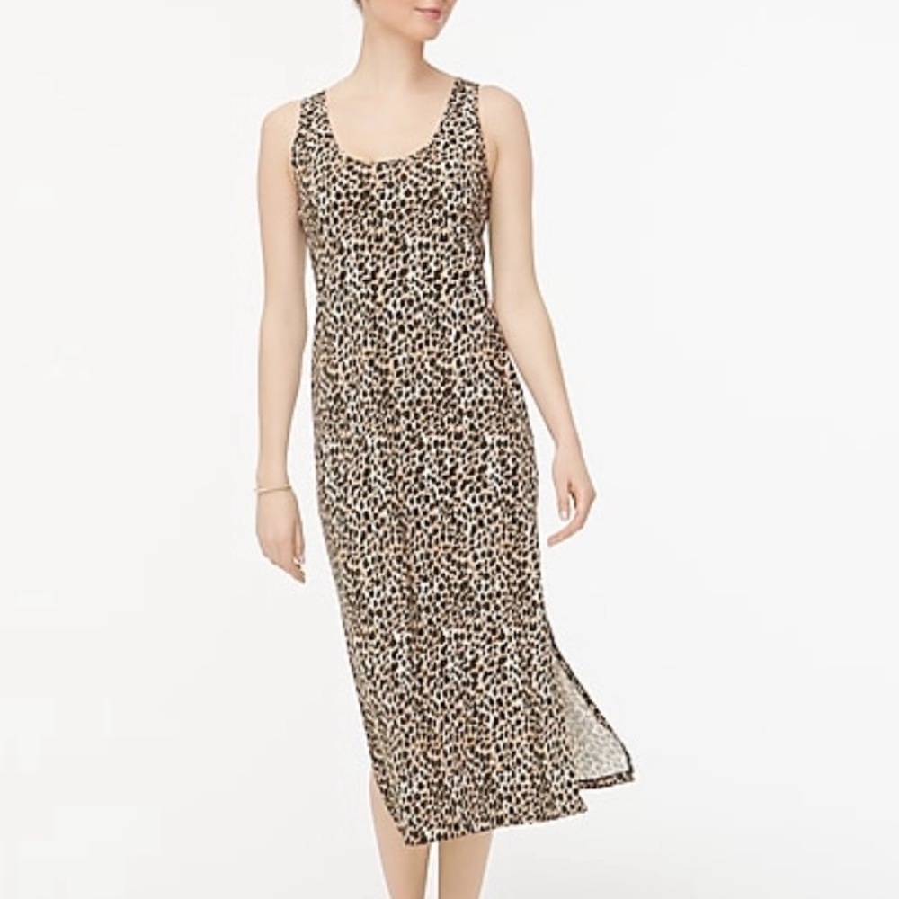 J.CREW Leopard Print Knit Tank Midi Dress